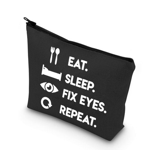 Optometrist Makeup Bag Funny Optometry Gift Optometrist Graduation Gifts Eye Doctor Vision Gifts Eat Sleep Fix Eyes Repeat Cosmetic Bag Zipper Pouch For Optometrist Optician (Eat Sleep Fix Eyes bl)