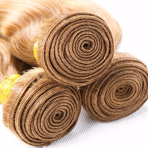 Blonde Bundles Human Hair Body Wave Bundles 14 16 18 Inch P27/613 Honey Blonde Body Wave Bundle Unprocessed Brazilian Virgin Weave Hair 3 Bundle 50 Gram Per Bundle