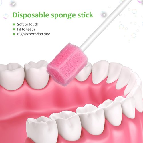 250 Pcs Disposable Oral Swabs - Medical-Grade Sponge Mouth Swabs for Teeth, Gum, and Oral Care, Ideal for Elderly, Adults, Kids, and Pets, 5.11 Inch Pink Swabsticks