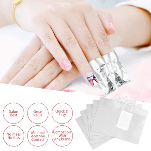 1000Pcs Nail Polish Remover Nail Polish Foil Wraps, Nail Wraps Remover with Cotton Pad,Gel Nail Polish Remover Foil Wrap,Tin Foil Nail Wrap Gel Polish Removal Tool Kit (1000PCS)