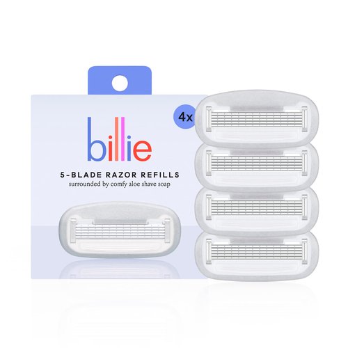 Billie Razors for Women Shave Kit – Women’s Razor + 4 x 5-Blade Razor Refills + Magnetic Holder – Cool Blue & Women’s Razor Refill Blades 5-Blade Cartridges - 4 count