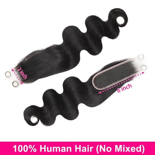 Body Wave 2x6 HD Lace Closure Transparent Hd Lace Closure Human Hair 16Inch 100% Brazilian Virgin Middle Part Pre Plucked With Baby Hair Natural Color 0.10Mm Ultra-Thin 2X6 HD Lace