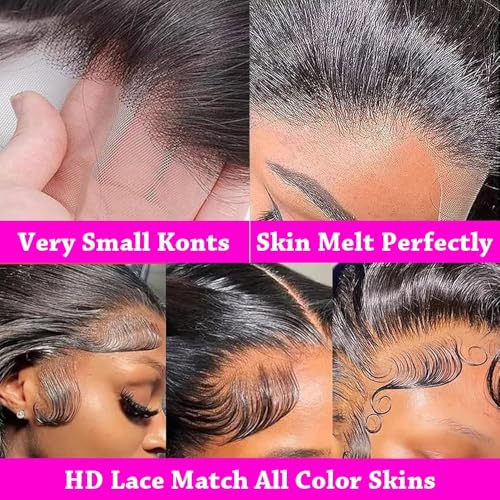 Lzlefho 28 Inch 13x6 Body Wave Lace Front Wigs Human Hair Pre Plucked 250% Density HD Lace Frontal Wig Human Hair For Women Body Wave Glueless Wigs With Baby Hair