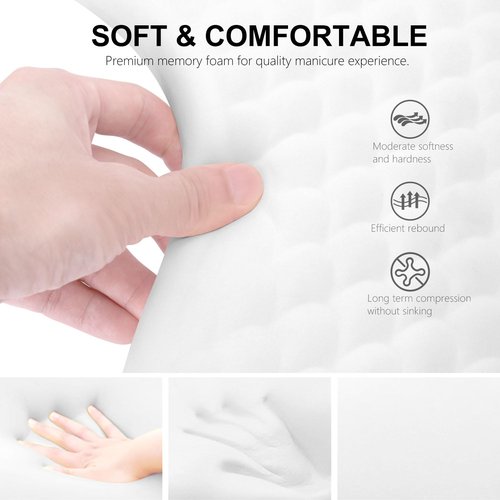 Arm Rest for Nails Tech,U Shape Comfortable Nail Arm Rest Pillow Cushion,Detachable Manicure Hand Rest Holder with Anti-slip Legs,Memory Foam(White)