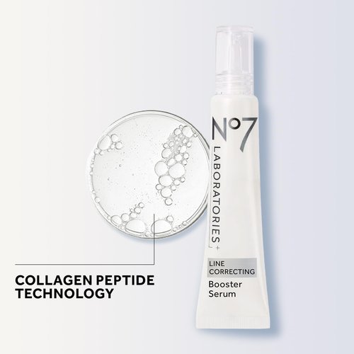 No7 Laboratories Line Correcting Booster Serum - Potent Collagen Peptide Serum for Fine Lines and Wrinkles - Moisturizing Formula for All Aging Skin Types (25 ml)