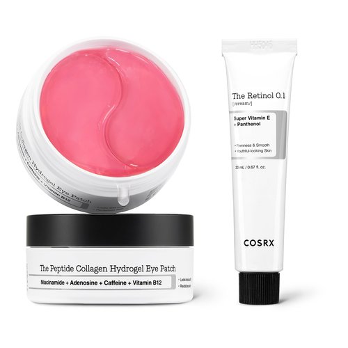 COSRX Peptide Collagen Hydrogel Eye Patch + Retinol 0.1% Cream, Korean Skin Care