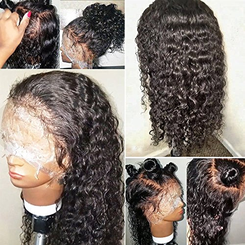 JYZ Full Lace Human Hair Wigs Burmese Wet Curly Hair 150% Density Raw Human Hair Full Lace Wigs Human Raw Hair Plucked Bleached Knots with Baby Hair 12 Inch Free Part