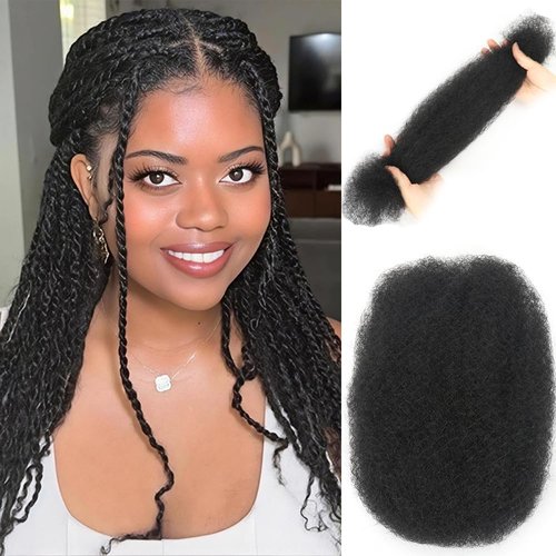 Afro Kinkys Bulk Human Hair,50g,braiding Human hair for Twist, Repaid Locs, Dreadlocks,Afro Kinky Bulk Human hair Extension for black women(22",50g,1B)
