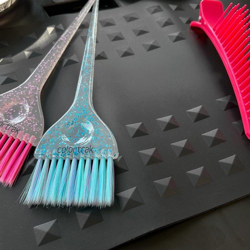 Colortrak Heat-Resistant Styling Station Mat, Silicone Mat Prevents Work Surfaces from Heat Damage of Styling Tools, Prevent Tool from Falling or Slipping, Black, 9 x 11 inches (Pack of 2)