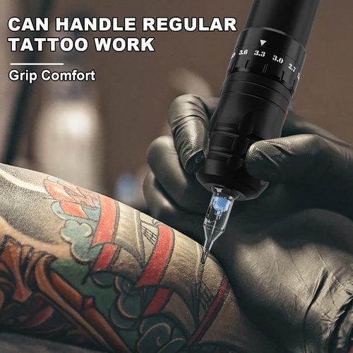 Wireless tattoo pen Kit Tattoo Gun Kit Cartridge Tattoo Machine Kit Tattoo Kit Tattoo Pen Kit for Beginners Rotary Tattoo Pen Type Machine Kit Complete Tattoo Supplies (Black Tattoo Pen Set)
