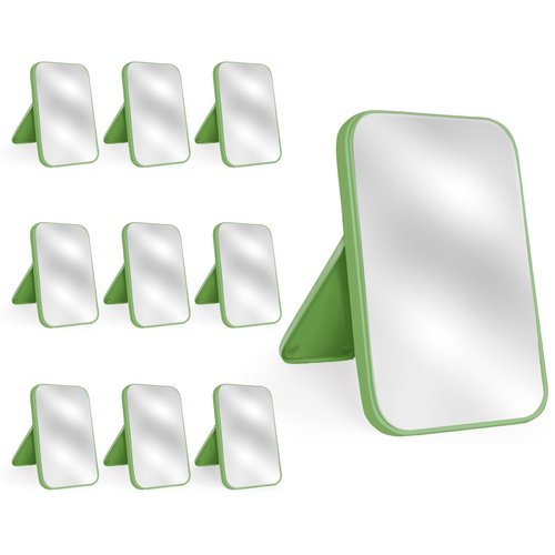Yatnks 10Pcs Table Desk Vanity Makeup Mirror, 8-Inch Simple Portable Travel Mirror with Stand, Standing and Wall Hanging Dual-use Green