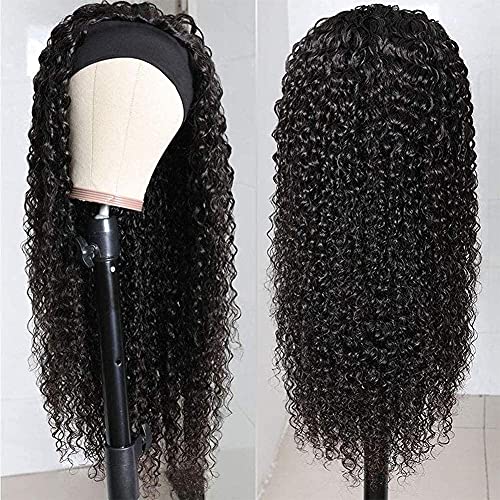 XSY 28 Inch Headband Human Hair Wigs Deep Wave None Lace Front Wigs Brazilian Virgin Human Hair Glueless Machine Made Headband Wigs for Black Women