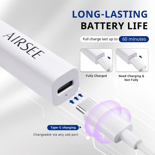 AIRSEE Mini Handheld UV Light for Gel Nails,Portable Rechargeable Nail Lamps,2 Timers for Fast Nail Extension,Rhinestone Glue Decoration,Gel Nail Strips at Home,Travel(White)