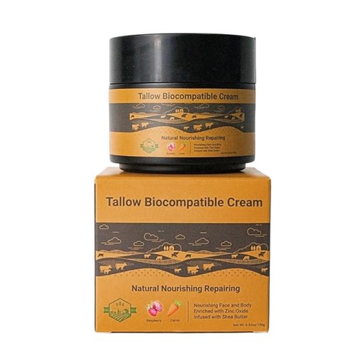 Wholly Kaw Grass-Fed Tallow Cream Unscented Non Greasy Odor Free Suitable for Sensitive Skin Non Nano Zinc Oxide for protection Fragrance Free Preservative Free For Dry Skin Glass jar 3.52oz