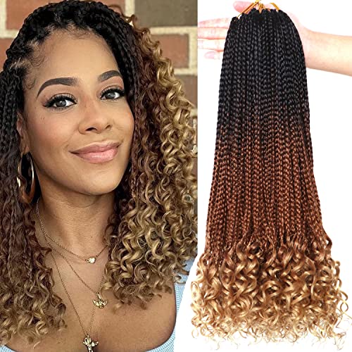 7 Packs 18 Inch Boho Goddess Box Braids Crochet Hair for Black Women (1B/30/27#, 18 Inch (Pack of 7))