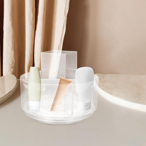balacoo 360 Rotatable Desktop Cosmetics Rack Multi-Layer Makeup Organizer Storage Box for Vanity and Dresser Clear Cosmetic Display Holder