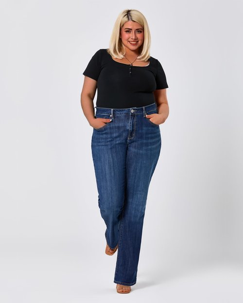 POTADY Women's Plus Size Bell Bottom Jeans High Rise Flare Jean Skinny Stretchy Denim Pants, 18R