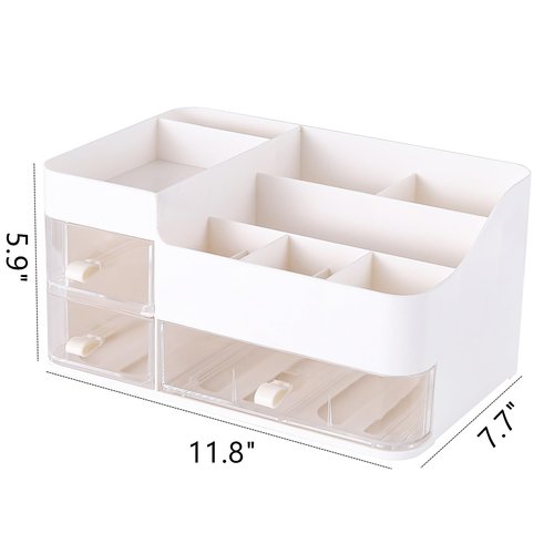 KLGO Makeup Organizer and Storage Cosmetic Display Case With 3 Clear Drawers Skincare Organizer for Bathroom Make Up Stand for Vanity Lipsticks, Jewelry, Nail Care, Eyeshadow, Skincare