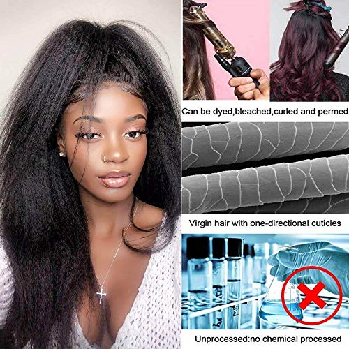 QTHAIR 16A Brazilian Kinky Straight (20 22 24inch) Yaki Straight Human Hair 3 Bundles 100% Unprocessed Brazilian Virgin Human Hair Bundles Natural Color