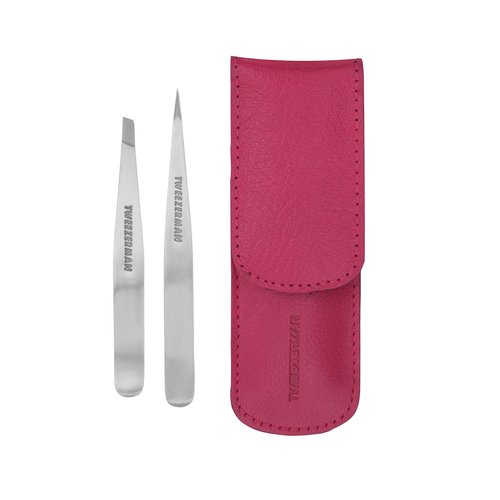 Tweezerman Petite Tweeze Set with Pink Case Model No. 4048-PKR, Leather