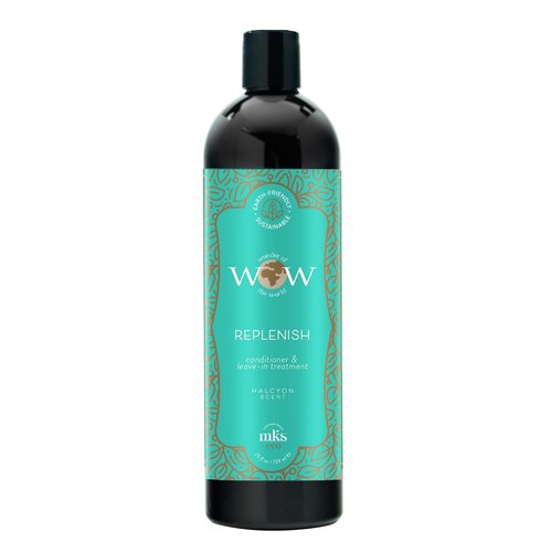 MKS eco WOW Replenish Conditioner & Leave-In Treatment, Halcyon Scent - 25 fl oz - Free From Silicones, Sulfate Cleansers, Parabens, Gluten, Mineral Oil & Petrolatum - Vegan, Cruelty Free