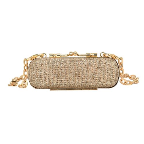 MIAO JIN Mini Crystal Lipstick Case Bling Rhinestone Cosmetic Storage bag with Metal chain Lipstick Storage Holder Makeup jewelry case