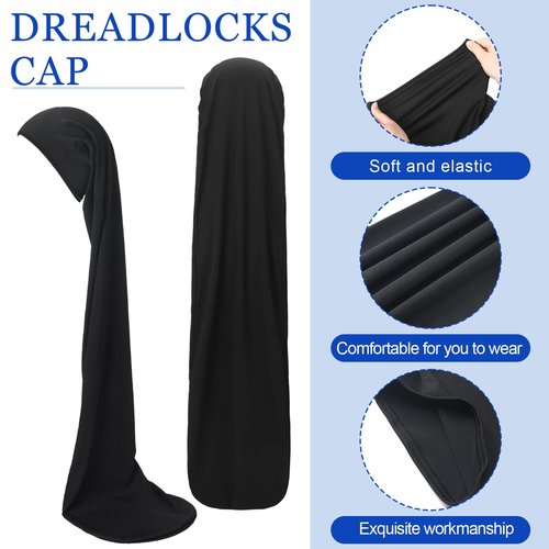 Twistover 4 Pcs Jumbo Dreadlock Cap 37'' Hair Dreads Head Wrap Loc Wraps for Dreads Hair Accessories for Men Women Sleeping(Black, Red, Purple, and Beige)