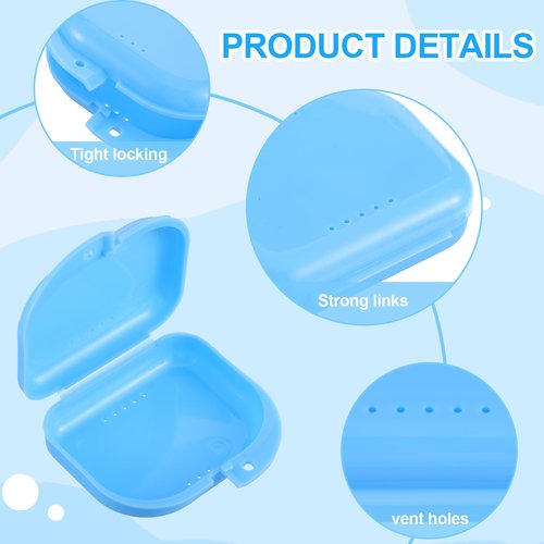 Lemecima 36 Pcs Retainer Case with Vent Holes Mouth Guard Container Case Dental Storage Container Multicolor Dental Retainer Box for Office Travel Household, 6 Colors