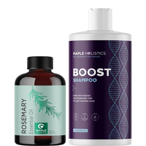 Maple Holistics Rosemary Hair Oil Set (2 Fl Oz) for Dry Scalps, Fine Hair Regrowth - Biotin, Sulfate-Free Shampoo with Natural Ingredients, Unisex