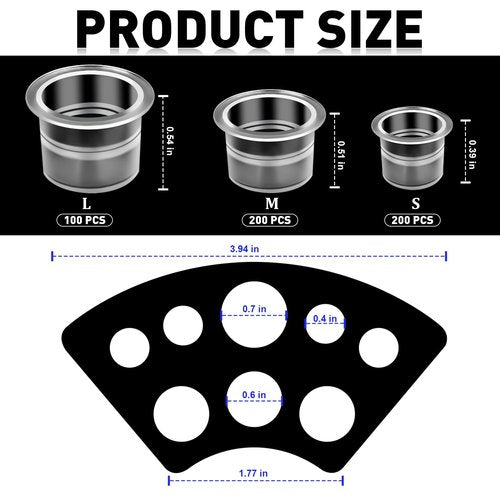 Tattoo Ink Caps Kit, 500 PCS SML Mixed Size Tattoo Ink Cups with 2 Ink Cap Holders, Disposable Plastic Pigment Caps for Tattooing Set Tatoo Supplies Accessories