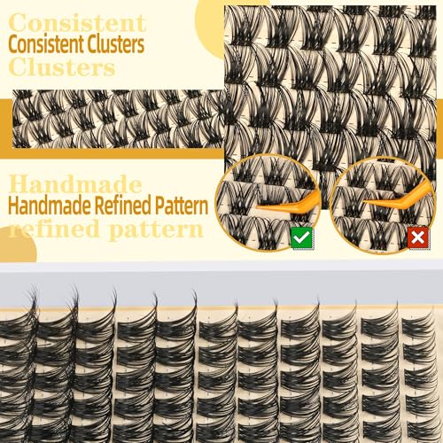 Eyelash Clusters 10-18mm Wispy Lash Clusters D Curl DIY Cluster Lash Extension Kit Individual Lashes Kit With Bond & Seal, Glue Remover, Tweezers(LF01 Lashes Set)