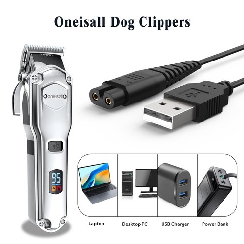 USB Charging Cable Cord for oneisall Low Noise Dog Clippers Model RFC-676 Only- Fit for oneisall Rechargeable Stainless Steel Blade Pet Shaver