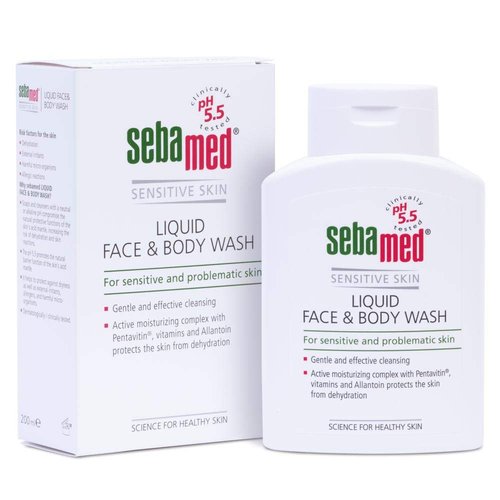 Sebamed Liquid Face & Body Wash 200ml -moisturizing protects the skin from dehydration