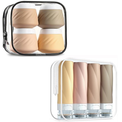 Gemice Travel Bottles for Toiletries Travel Containers for Toiletries TSA Approved Leak-proof Travel Accessories with Lid for Cosmetic Makeup Face Body Hand Cream (8 Pack)
