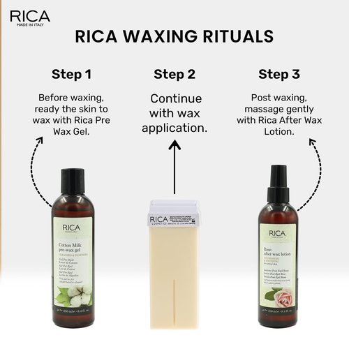 Rica Wax White Chocolate Roll-On Wax Kit - Set of 4 Refills, 100 ML - Made in Italy