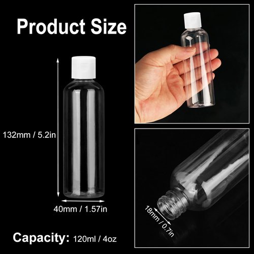 KUKLIPJIM 80 Pack 4 oz Plastic Bottles with White Top Caps, Clear Empty Bottles, Cosmetic Containers for Lotion and Shampoo, Travel-Friendly Bottles, BPA-Free for Liquids and Personal Care