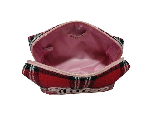 Juicy Couture Women's Cosmetics Bag - Travel Makeup and Toiletries Clutch Wedge Pouch, Flannel Material Multicolor