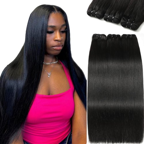 12A Straight Human Hair 8 10 12 Inch Human Hair bundles Unprocessed Brazilian Hair 3 Bundles Raw Human Hair Extensions Quick Weave Natural Color