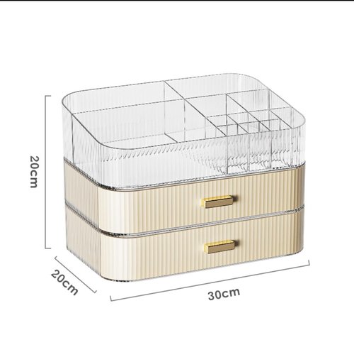Makeup Organizer for Vanity, Stackable Cosmetics Organizer with Drawers, Countertop Storage for Makeup Palettes, Skincare, Beauty Supplies, Great for Vanity, Bathroom, Cabinet, Dresser Desk. Cream