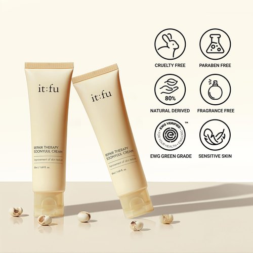 it:fu ITFU Niacinamide Repair Therapy Soonyuul Cream | Coix Seed K-Beauty Moisturizer for Closed Comedones, Whiteheads & Skin Texture | Barrier Repair for Acne-Prone Skin (1.69 fl oz)