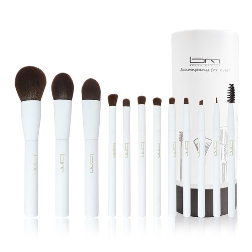 Brush Master Makeup Brushes Set 12Pcs Professional Kabuki Foundation Eyeshadow Blush Blending Lip Full Face Cosmetic Kit W/Makeup Brush Set with Holder(White)