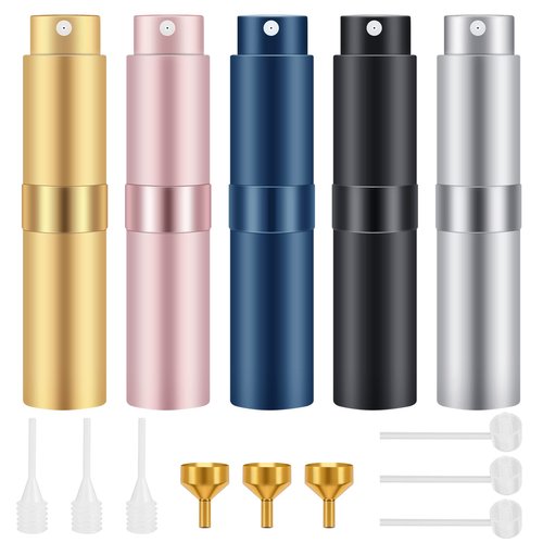 Saiveina 8ml Travel Refillable Perfume Bottles, Mini Cologne Perfume Spray Bottle, Empty Pocket Perfume for Travel and Outgoing(5 Pack)