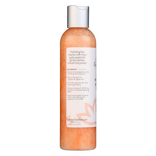 GLIMMER GODDESS Organic Exfoliating Anti-Aging Face Cleanser - Micro Jojoba Pearls, 8 oz