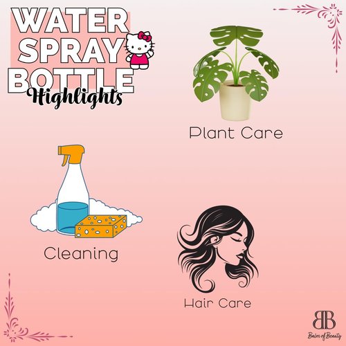 Balm of Beauty Hair Care Set Continuous Water Spray Bottle Brush Hair Clips Cute Kawaii Cartoon Dog Bunny Cat (Pink Kitty)