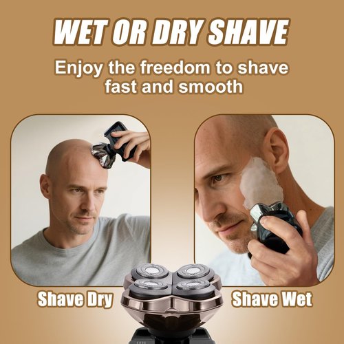 2 Pack PRO 4 Head Replacement Blades for Skull Pitbull, Palm & Butterfly Kiss Shavers - 4D Floating Rotary Heads for Close and Smooth Shaving - Japanese Stainless Steel Wet & Dry Shaving Blade Head