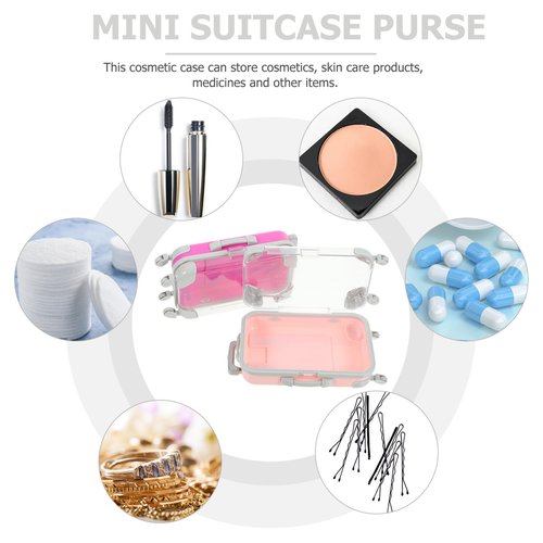 SEWACC 4pcs Simulation Suitcase Makeup Box, Portable False Eyelashes Storage Box, Travel Makeup Carrying Case, Pink & Rose Red, 6.49 x 3.34 x 1.96 Inch