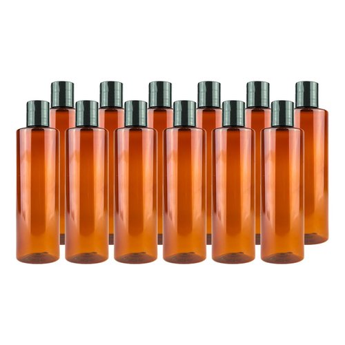 Nature Packaged Plastic Amber Bottles (Pack of 12) - 8oz Amber Plastic Bottle with Screw Caps; Used as Reusable Shampoo Bottle, Lotion Bottles, Bottles for Travel and Body Wash Container