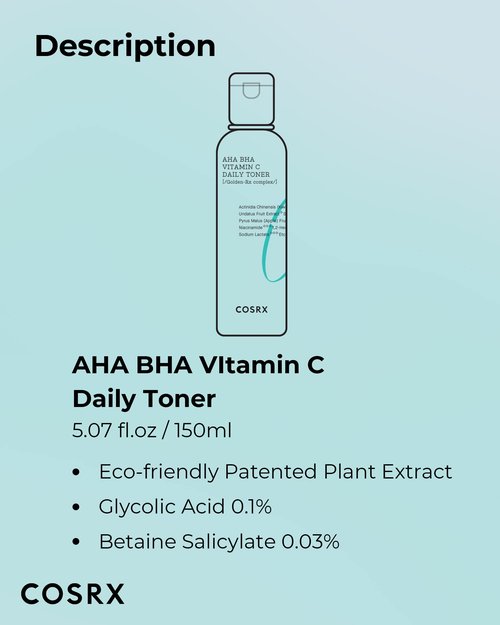 COSRX ABC Daily Toner, Korean Toner for Day & Night with AHA, BHA, & Vitamin C, Refreshing Exfoliating Toner for Clean Radiant Skin, Korean Skin Care, 150ml, 5.07 fl.oz