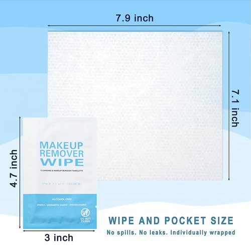Makeup Remover Wet Wipes Individually Wrapped, 200 Pack Individual Wet Wipes, Clean Face Quickly, Wet Wipes Bulk for Makeup, Perfect for Travel, Hotel, Large Parties