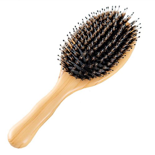 Boar Bristle Hair Brush, Olive Wood Air Cushion Massage Brush With Nylon Pin for Women Men Travel Hair Brush for Curly & Dry Hair Smoothing Detangling